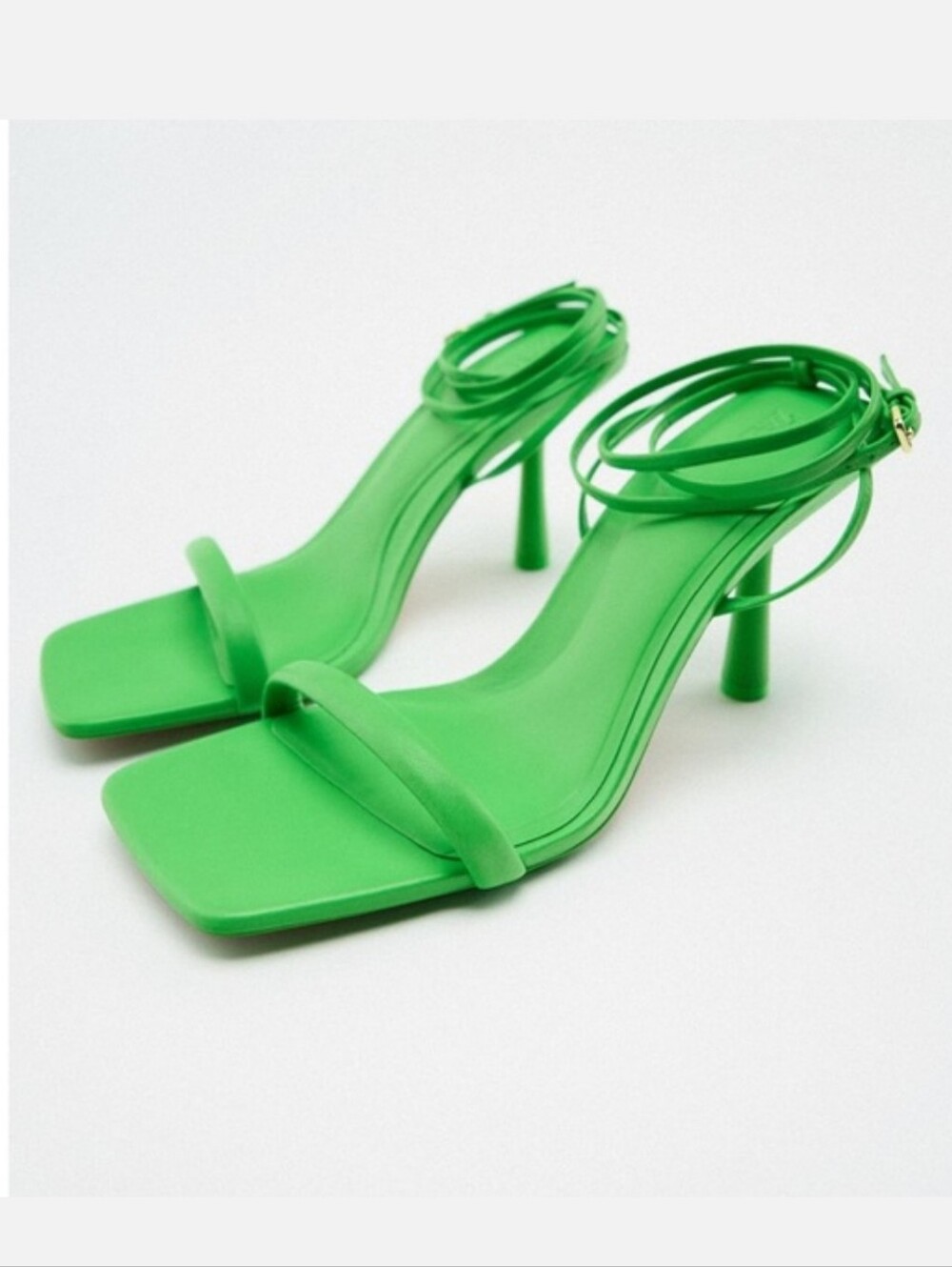 Zara Square Toe Ankle Wrap Bright Green Pump